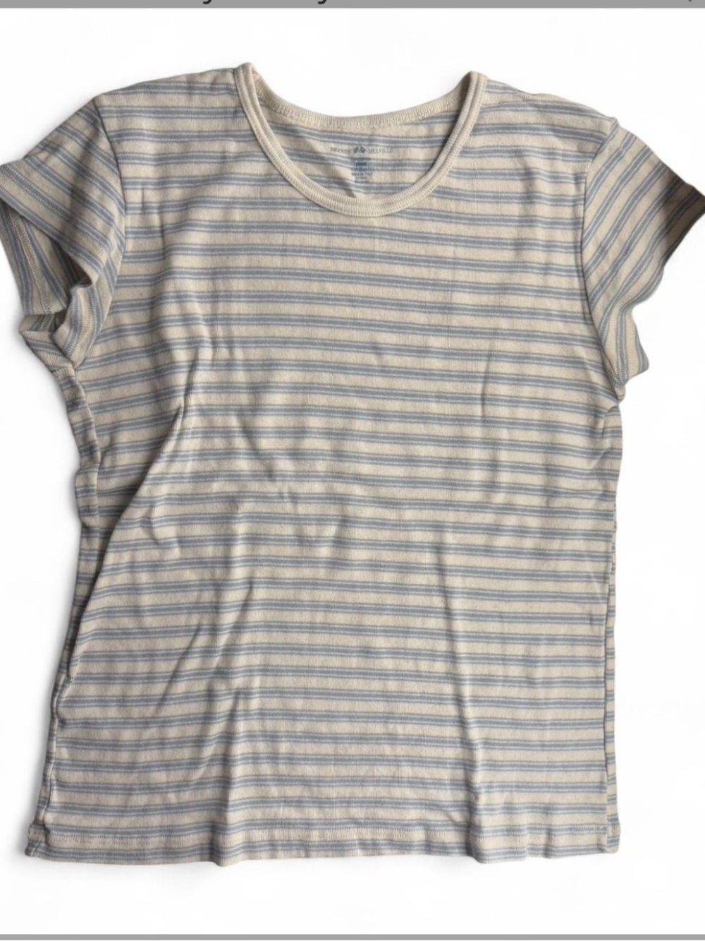 Brandy Melville Blue and White Striped Baby Tee